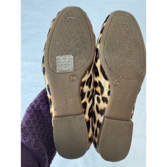 Boho Giani Bini Calf-Hair Leopard Print Loafer Women Sz 6.5 Slip-On Pointed Flat - Picture 10 of 10